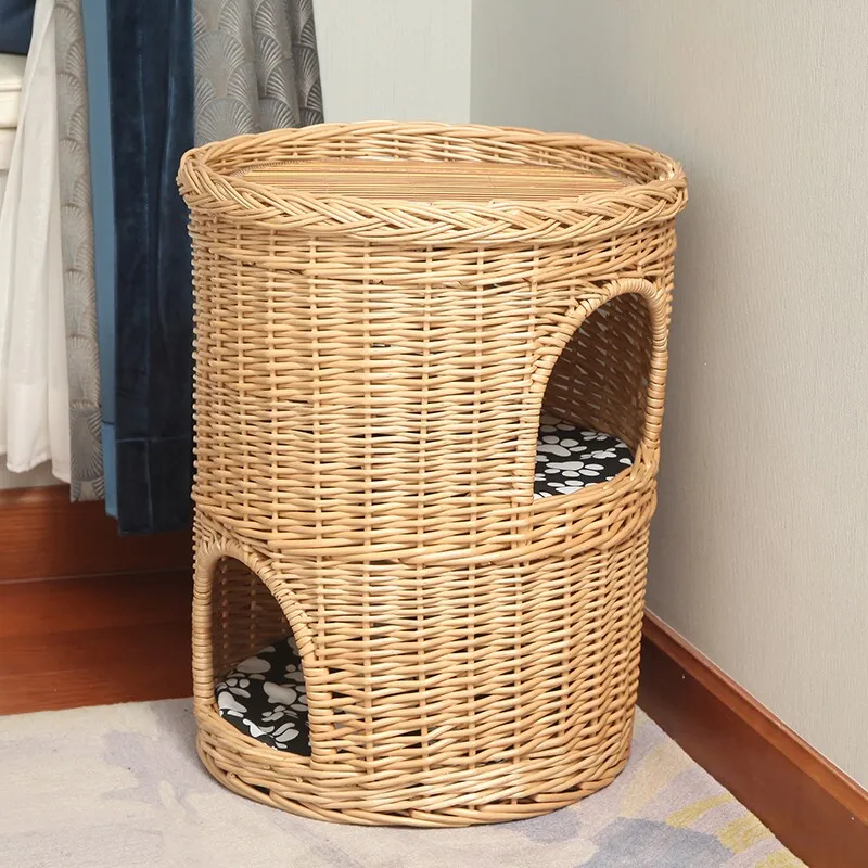 

Двухслойный кошачий домик Hxl из ротанга, большой, для круглогодичного использования, нейтральный дизайн.