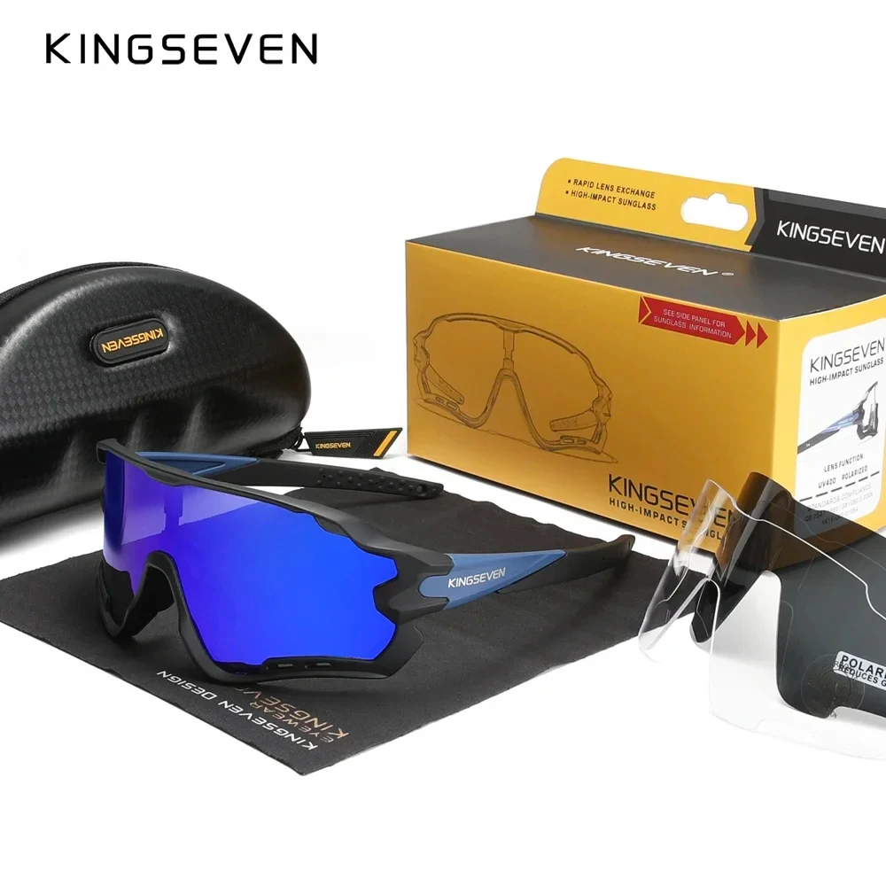 KINGSEVEN 2024 Patent Design Mountain Cycling Sunglasses Men Polarized Sports Sun Glasses Goggles Men\'s Women Outdoor Eyewear