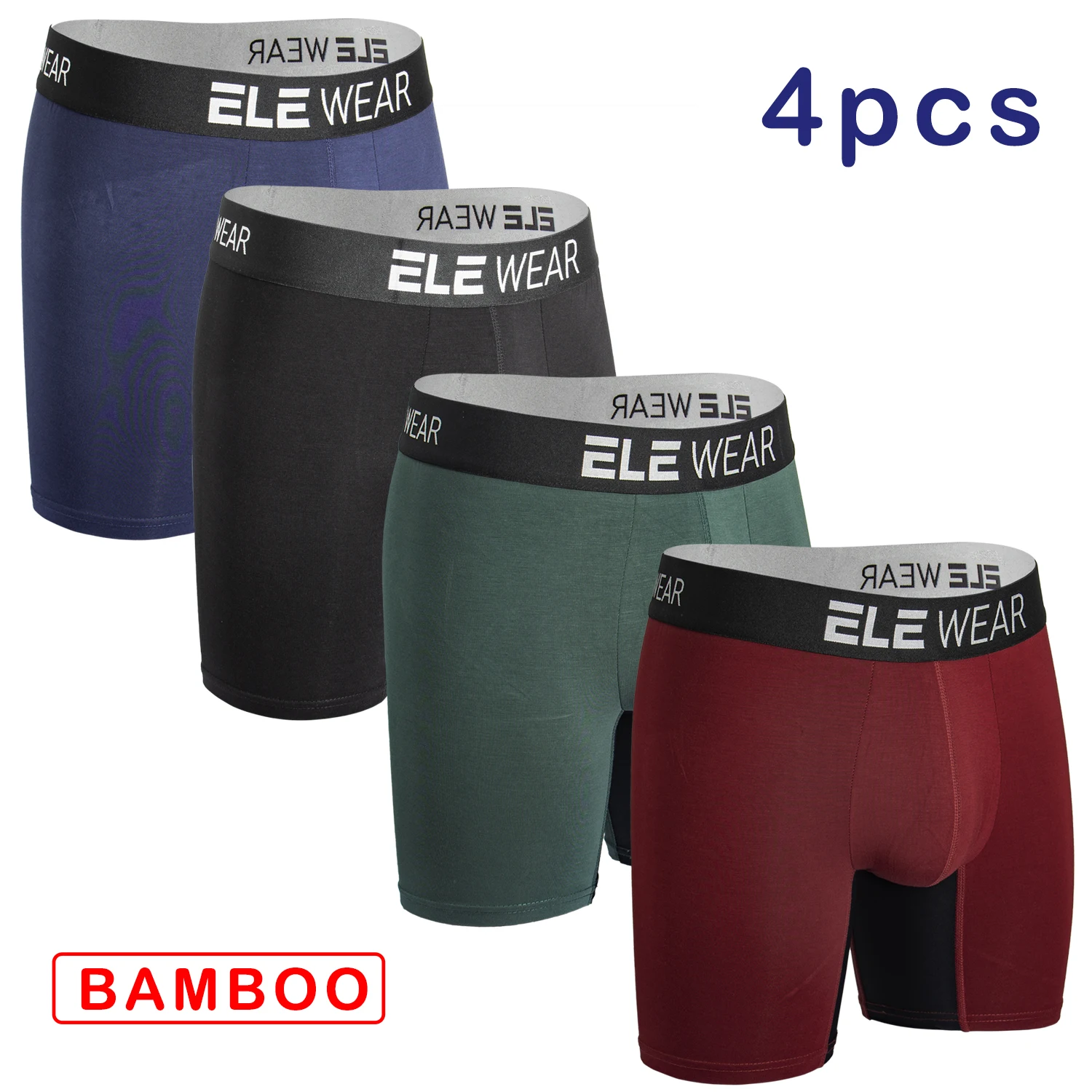 4 قطعة ملابس داخلية للرجال من الخيزران الملاكمين تنفس الرجال boxershort الرجال سراويل داخلية حجم كبير الملاكمين الموضة ملخصات جذوع