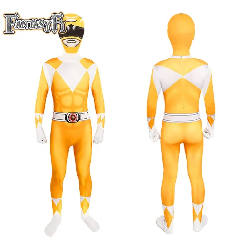 Fantasia Power Samurai Rangers ภาพยนตร์คอสเพลย์เครื่องแต่งกายผู้ใหญ่ Morpher Mighty Morphin หน้ากาก Jumpsuit Zentai สูทฮาโลวีน