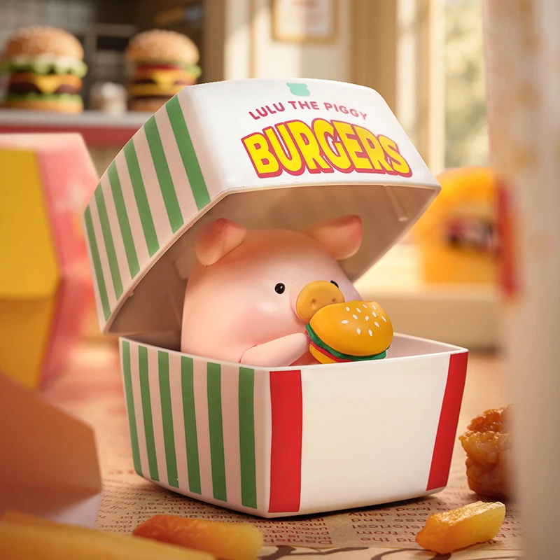 The Official New Canned Pig Lulu Pig Burger Express Delivery Series Blind Box Movable Figurine Desktop Decorative Item Gift
