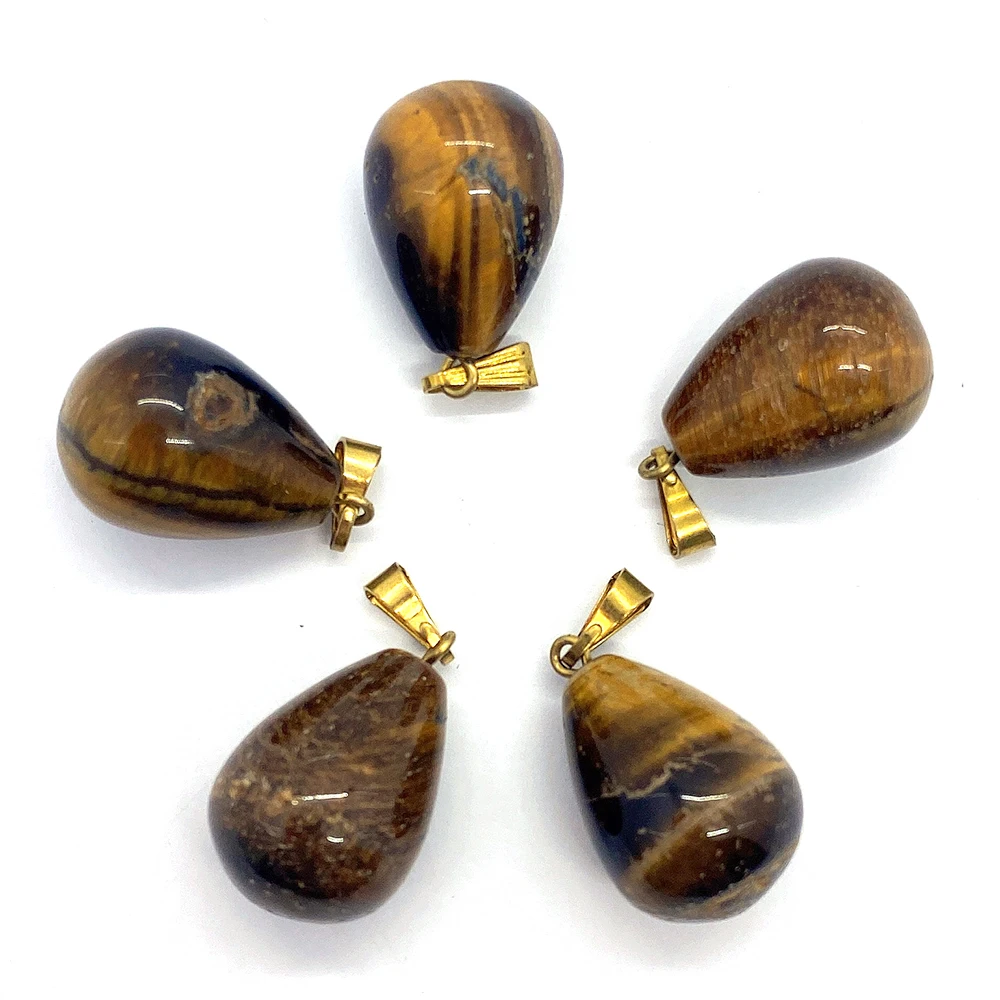 15x24mm 1pcs Natural StoneTiger Eye Stone Pendant Teardrop Pendant for Jewelry Making DIY Earring Accessories Fit Necklaces