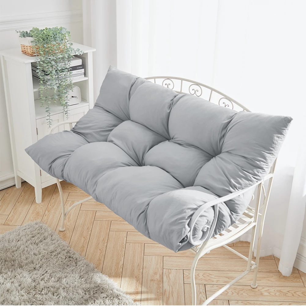 Livingandhome Grey Rectangular Tufted Bench Cushion Seat Pad for Home