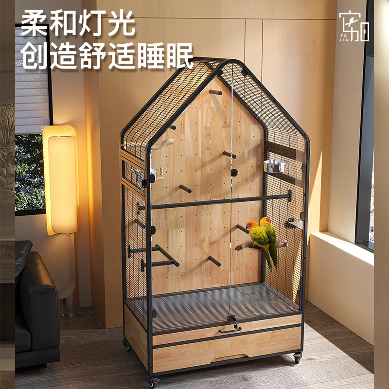 Panoramic luxury bird cage parrot villa in DIY station pole