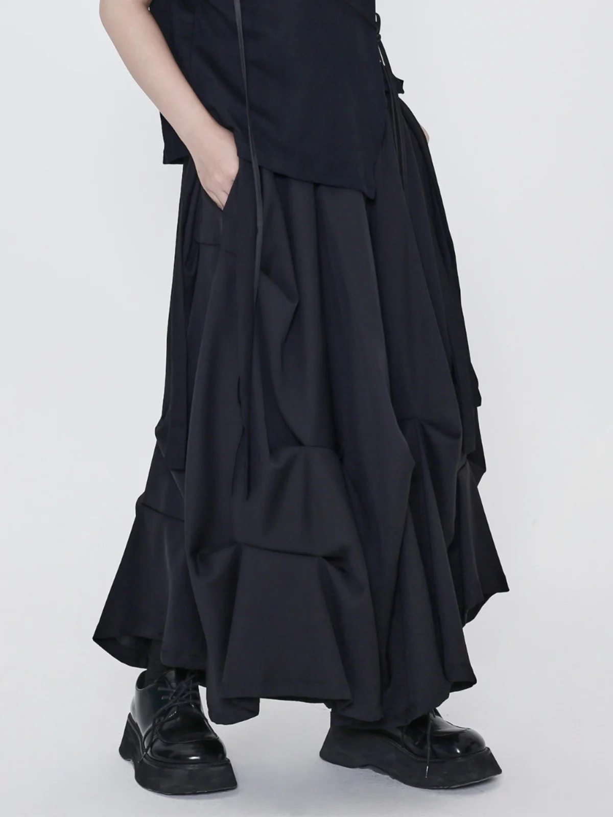 

Slimming High Waist Skirt Pants for Women Asymmetrical Pleats Versatile Casual Loose Fit Comfortable Breathable Fabric