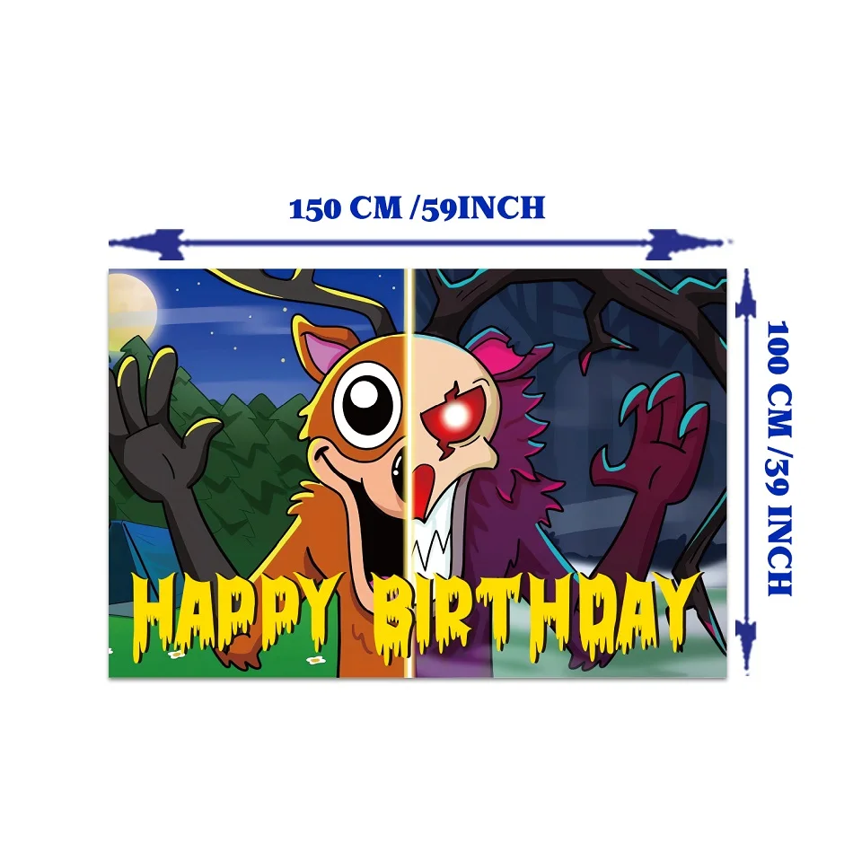 99 ليلة في الغابة عيد الهالوين عيد ميلاد موضوع حفلة راية بالون عيد ميلاد بالونات العلم كعكة توبر خلفية ديكو هدية حفلة #5