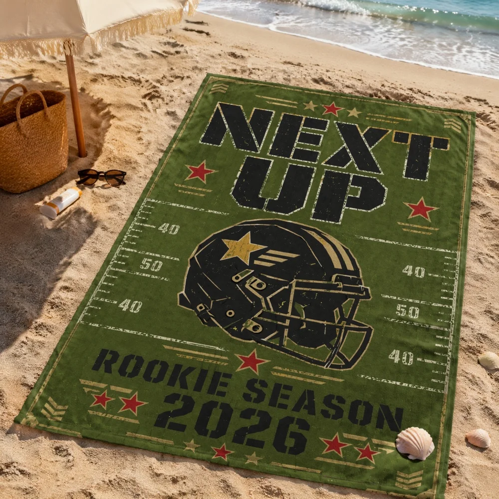 Green Vintage Star Border Print Oversized Microfiber Beach Towel Sand Resistant Swimming Pool Blanket Summer Travel Decor Towel