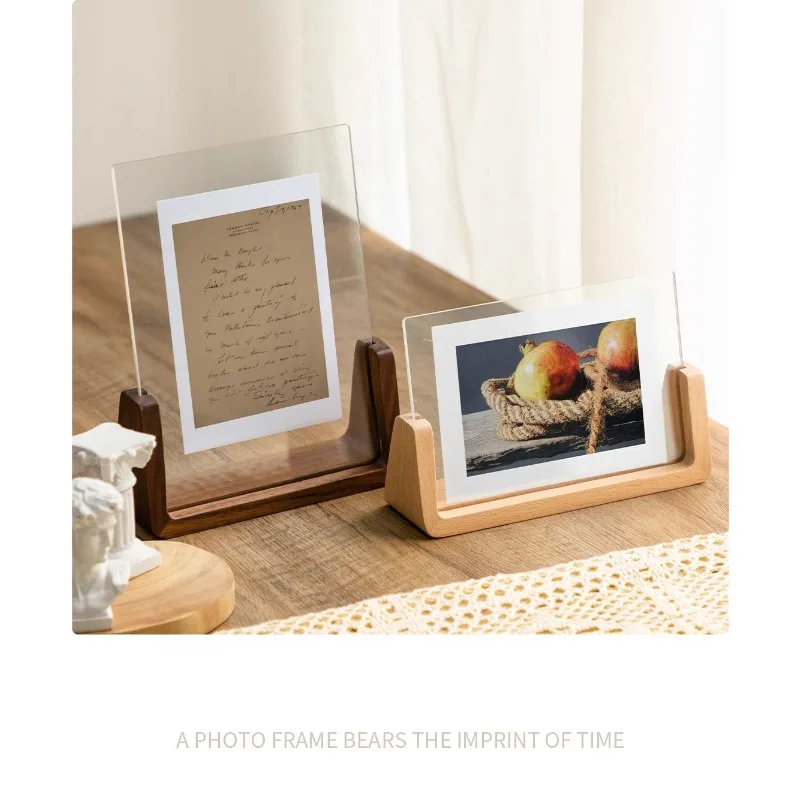 Acrylic Solid Wood Photo Frame Cross-Border Desktop Decoration Craft Creative Gift Display U-Shaped Photo Frame