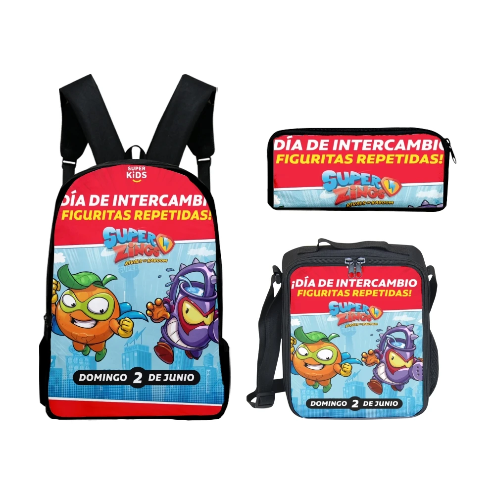 Trendy Popular Peculiar Funny Superzings 3D Print 3pcs/Set Student School Bags Laptop Daypack Backpack Lunch bag Pencil Case