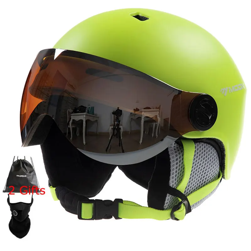 MOON-casco de esquí para hombre, gafas integralmente moldeadas de 52-63cm, casco de esquí para adultos y niños, deportes al aire libre, esquí, monopatín, Snowboard