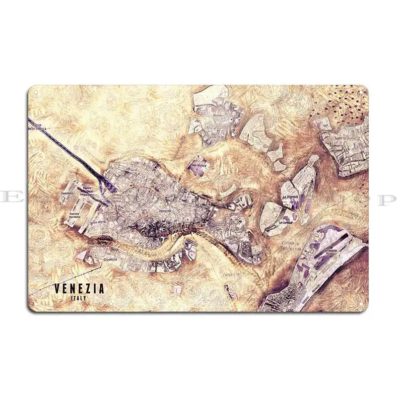 Venezia Map Metal Plaque Party Customize Garage Wall Plaque Wall Decor Tin Sign PosterWall Decoration Retro