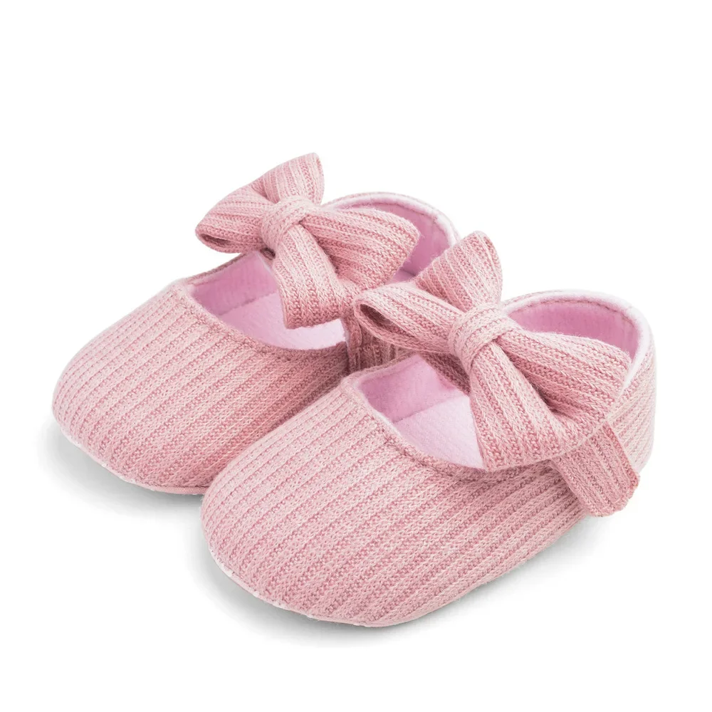 0-1 Year Baby Girl Soft Sole Shoes Infant Toddler Knitted Cute Shoes Little Girl Bow First Walkers One Year Old Baby Girl Shoes