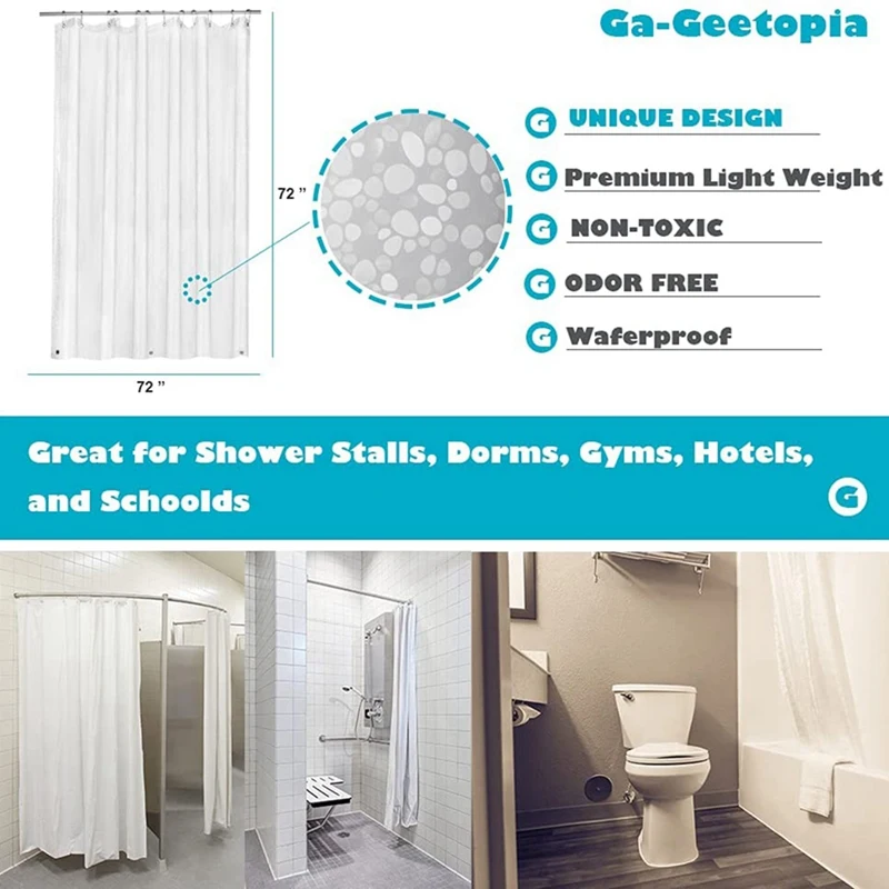 Transparent Shower Curtain Lining, Pebble Pattern Lightweight Plastic Bathroom Shower Curtain