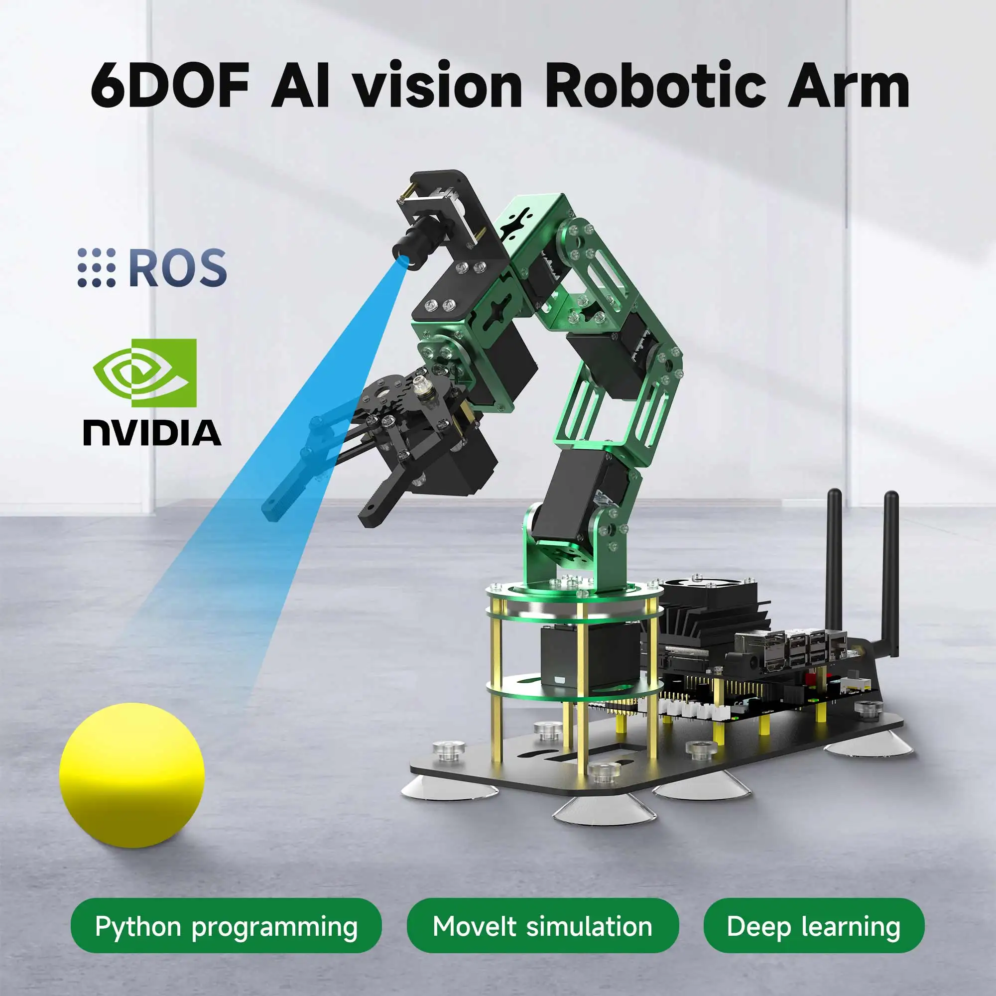 Yahboom 6DOF AI Visual Robotic Arm ROS Robot Kit Artificial Intelligence Robot with 15KG 6KG Servo for Jetson NANO 4GB CE ROHS