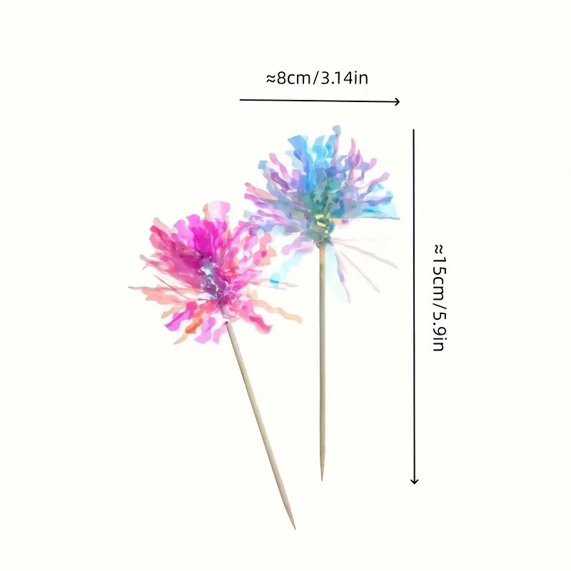 30 قطعة من أغطية الكيك على شكل زهرة لامعة متعددة الألوان لتزيين حفلات أعياد الميلاد، متعددة الاستخدامات لعيد الميلاد، واحتفالات العام الجديد #3