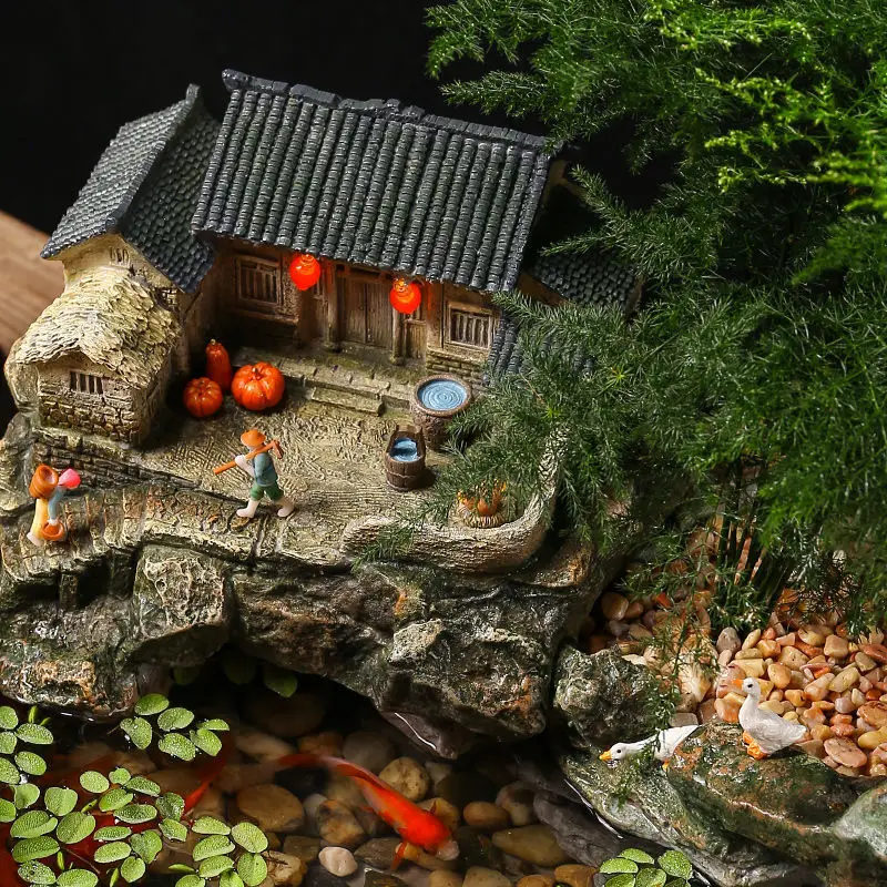 창의적인 데스크탑 풍경 어항 흐르는 물 장식 순환수 거실 장식