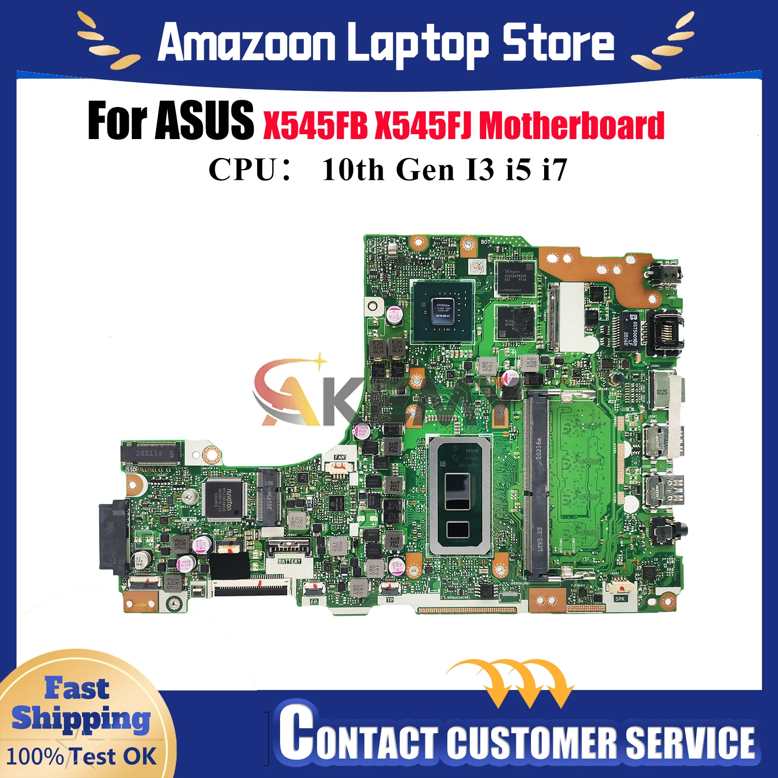 

X545FB Материнская плата для ноутбука ASUS VivoBook X545FJ X545FB X545F Материнская плата для ноутбука 10-го поколения I3 i5 i7 tests ОК быстрая доставка