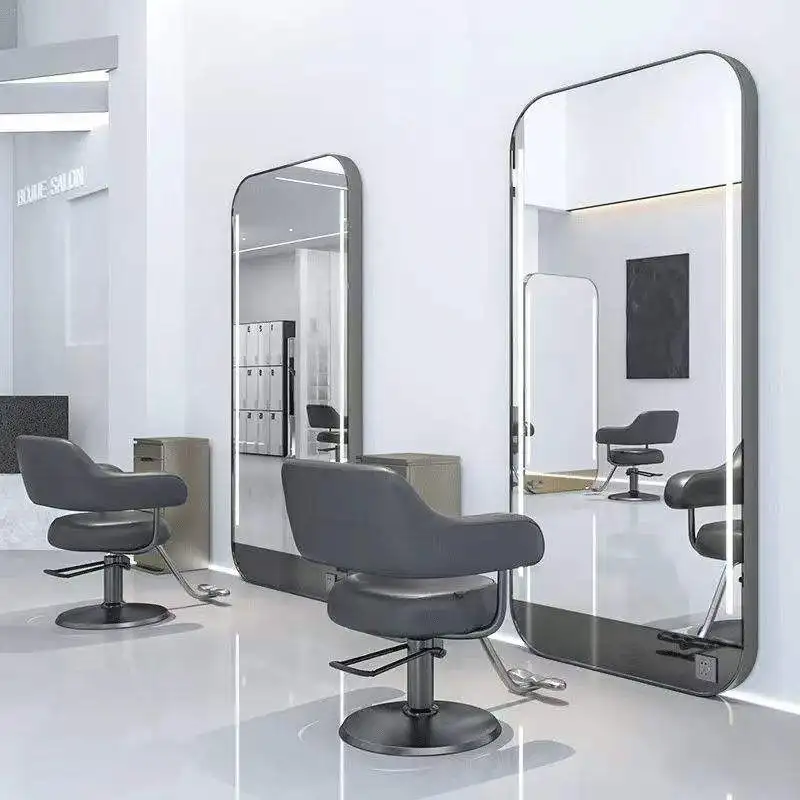 Internet Celebrity Trend LED Light Wall-Mounted Barber Shop Mirror Table Salon Furniture