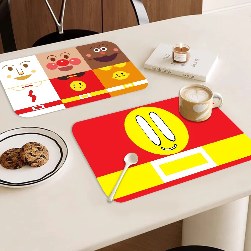 A-Anpanman Anime Kitchen Tableware Dish Drying Mats Desk Drain Pad Heat Resistant Counter Top Mat Non-slip Draining Placemat