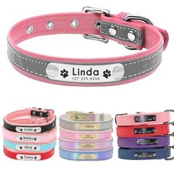 Personalized Dog Collar Reflective Leather Pet Collars Free Engraved ID Tag Nameplate For Small Medium Large Dogs Collar Perro