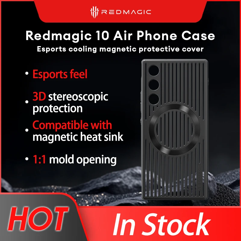 حافظة هاتف تبريد من السيليكون لهاتف Redmagic 10 حافظة تبديد حرارة الهواء حامل مغناطيسي غطاء مقاوم للصدمات