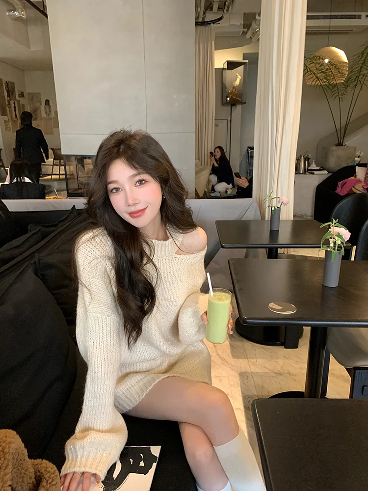 

Chen Dayu Дизайнерский вязаный свитер с колючками, женский свободный верхняя одежда Lazy Aosphere, вязаный топ с блестками, уличный осенний...