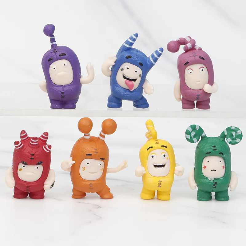 7pcs/set Anime Kawaii Cartoon Oddbods Toys Hobby Dolls PVC Action Figures Collectible Model Birthday Gifts for Children