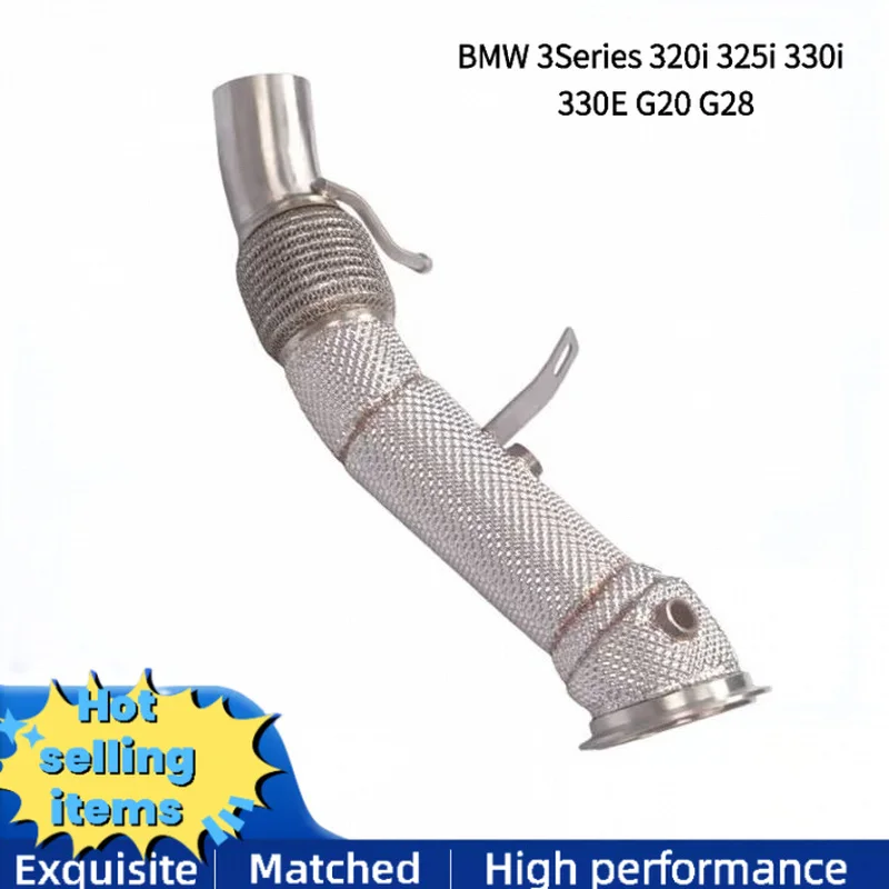 Custom High Flow Insulation Downpipe for BMW 3Series 320i 325i 330i 330E G20 G28 2.0TB48 Exhaust Pipes No Engine Fault Indicator