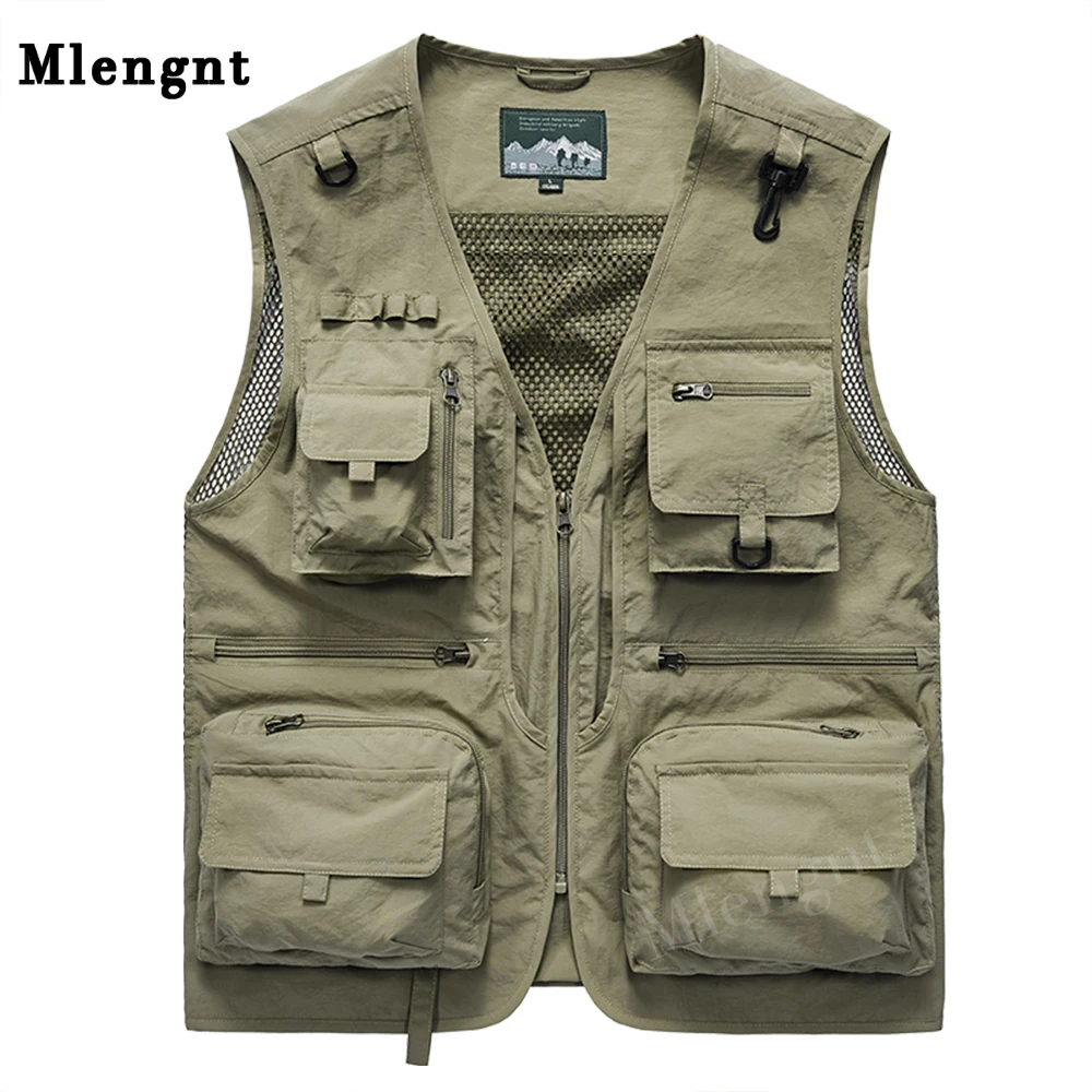 

Men Multi-Pocket Classic Vest Unloading Quick Dry Mesh Sleeveless Jacket Male Solid Photographer Waistcoat with Many 14 Pockets