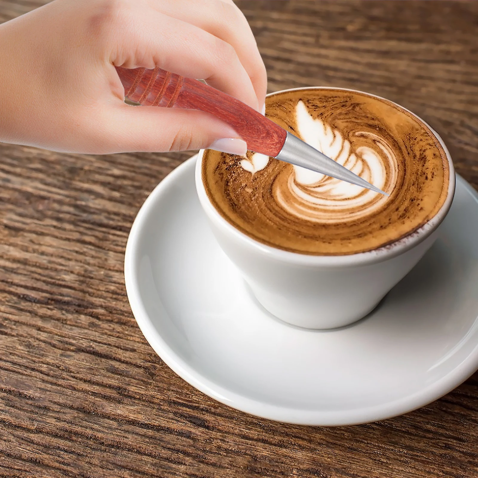 

Latte Art Pen Coffee Needle Tool Wood H Stainless Steel Cappuccino Decoration Kitchen Bar Accessories Gift