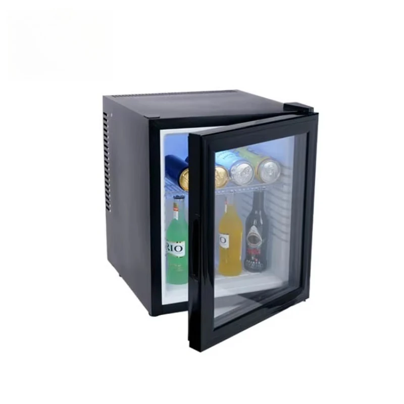 

Black Mini Ice Cream Refrigerator Hotel and Office Mini Fridge Transparent Door Beauty Portable Mini bar with Glass Door