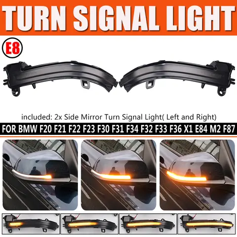 LED dynamisk blinkers sidospegel sekventiell ljuslampa för BMW 1 2 3 4-serie F20 F21 F22 F23 F30 F31 F32 F33 F34 X1 E84 i3 10 best sales Megane 2 LED - №9