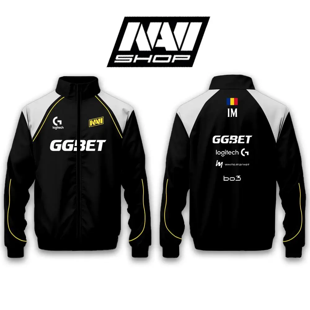 سترة NAVI Esports Club للخريف/الشتاء موحدة CS2 Pro League Team Training Jersey مع سحاب الرقبة ملابس الشارع العصرية للرجال