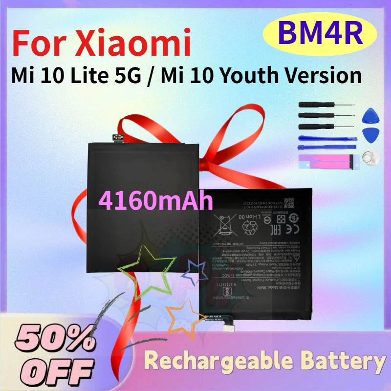 

BM4R Mobile Phone Batteries for Xiaomi Mi 10 Lite 5G / Mi 10 Youth Version 3.85V 4160mAh Compatible Mi10 Lite MI 10 Accessories