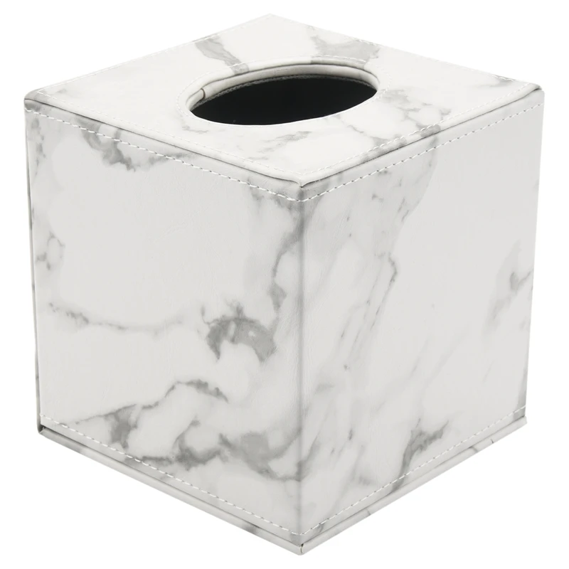 Marble Square Square Tissue Box PU Leather Roll Paper Holder Toilet Paper Box Napkin Paper Box Cover Locker Towel Box