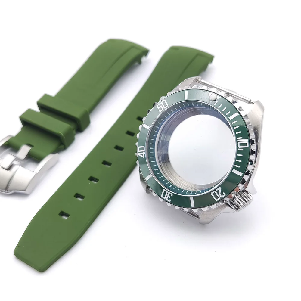 42MM NH35 Watch Case 316L stainless steel Watch case For NH35 Movement,Transparent Back,Dive Case,With Rubber Strap