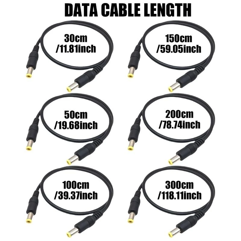 18AWG تيار مستمر قابس طاقة 5.5x2.5 مللي متر ذكر إلى 5.5x2.5 مللي متر ذكر CCTV محول موصل كابل 12 فولت 10A أسلاك تمديد الطاقة