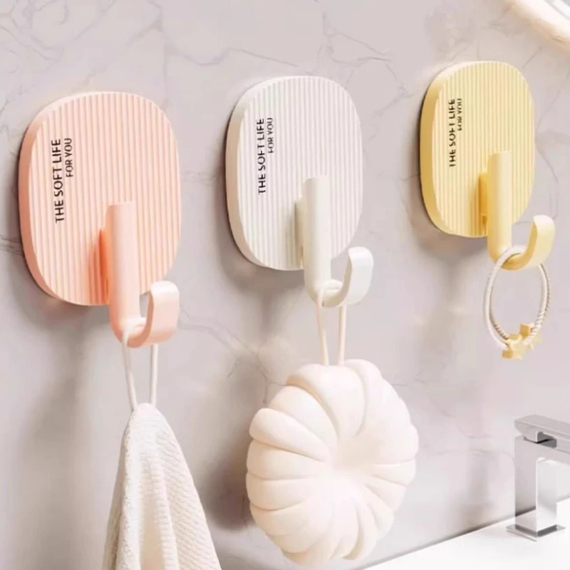 Self Adhesive Towel holder Strong Wall Hooks Bag Rack Bathroom Door Kitchen Coat Hanger Hook Home Storage Accessories Organizer