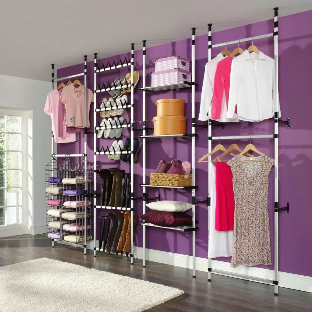 Adjustable Aluminum Telescopic Shoe Rack with Rods - Space-Saving Storage Solution