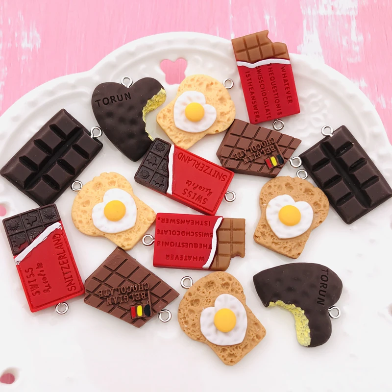 

10pcs Kawaii Miniature Cute Miniature Chocolate Charm Pendant for Earring Keychain Jewelry accessory DIY Making