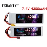 TERANTY 2S 7.4V Lipo Battery 4200mAh 60C With T Plug for RC FPV Airplane Helicopter Drone Tank Model Racing Car Hobby DEANS XT60