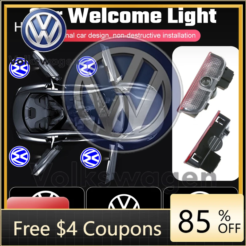 

Стильные декоративные накладки для VOLKSWAGEN VW: LED-проектор логотипа на дверь автомобиля, проекционная подсветка с эффектом тени для VW Volkswagen Tiguan MK1 MK2 Sagi