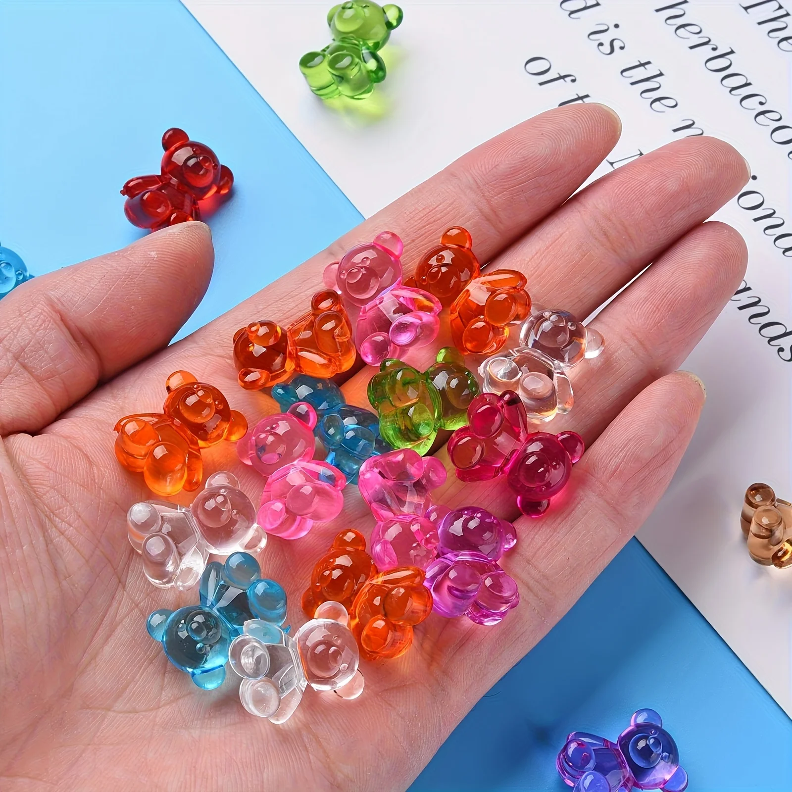 30 قطعة مزيج عشوائي شفاف ملون الدب الخرز لصنع المجوهرات عقد دي اي واي سوار مفتاح أقراط على شكل سلسلة اكسسوارات