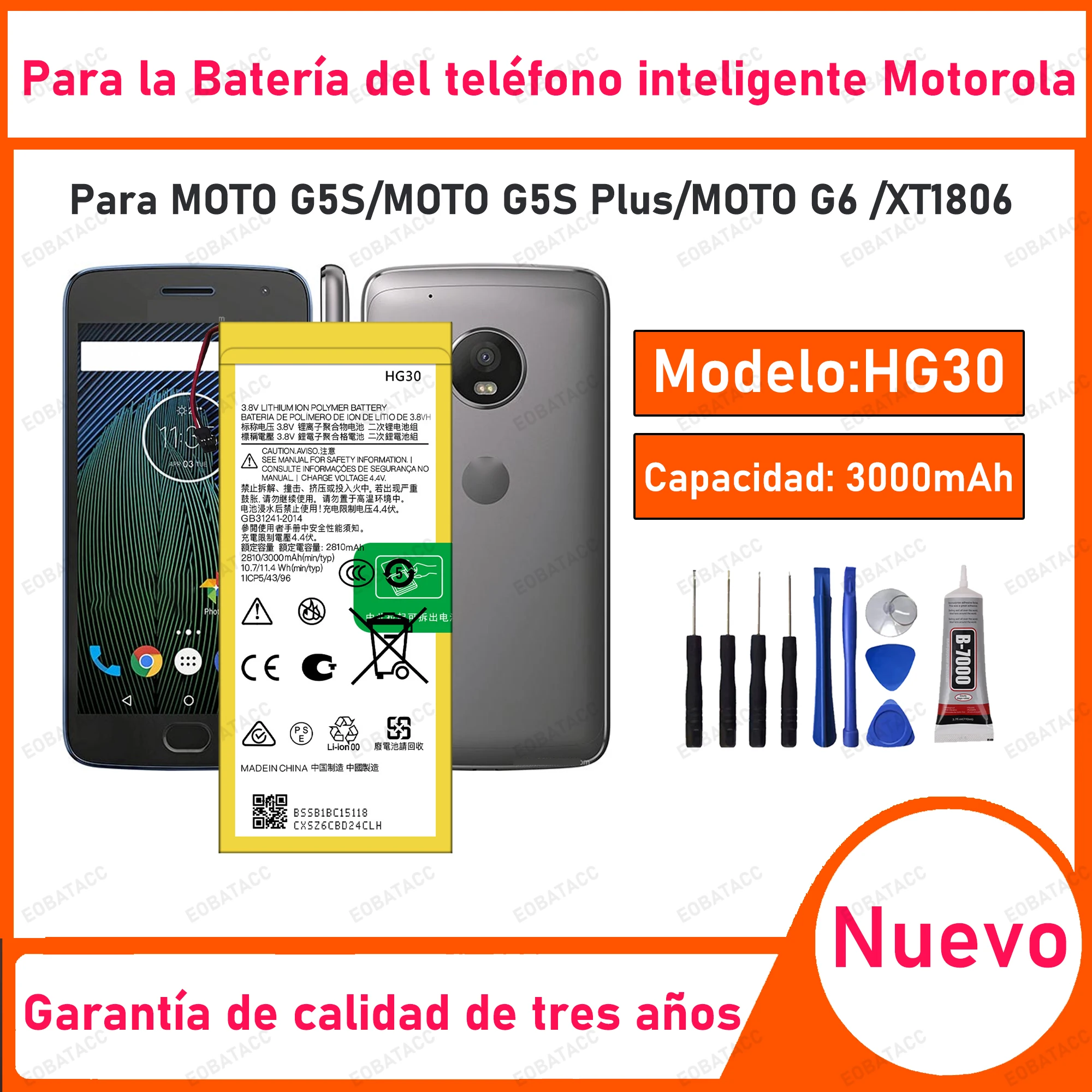 

100% New High Quality HG30 BATTERY FOR Motorola Moto G6 XT1925 G5SPlus XT1791 XT1795 XT1805 XT1803 G6 Replacement Mobile Phone B