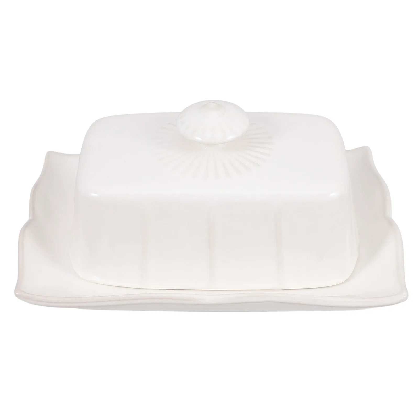 Ceramic Butter Box Vintage Look Fine Crafted Smooth Surface Tight Seal Reusable Kitchen Butter Dish with Lid for Countertop