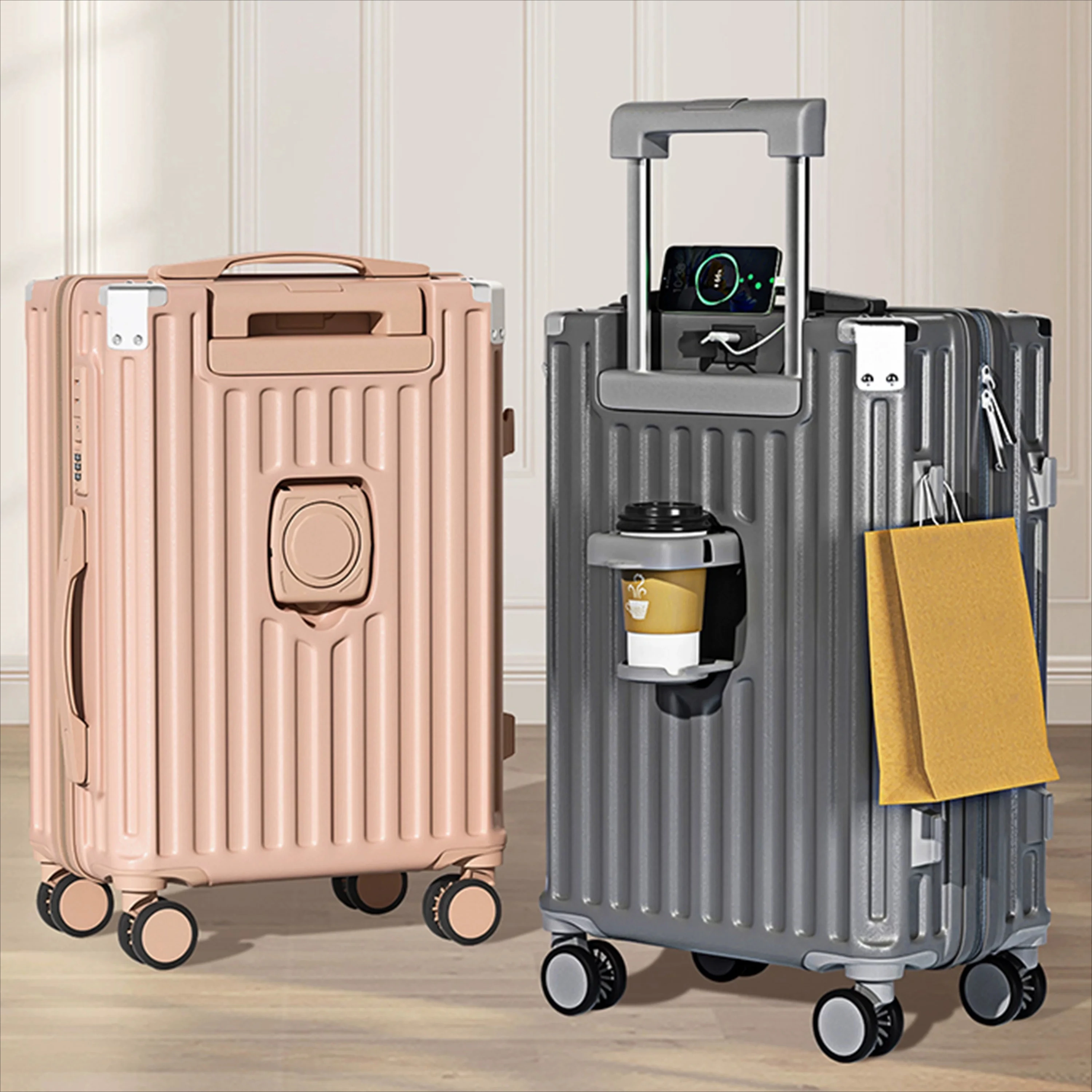 20 Inch Women Carry On Luggage Flight Approved, 24 Inch Men Thickened Sturdy Password TrolleySuitcase, Wear-resistant Reinforced