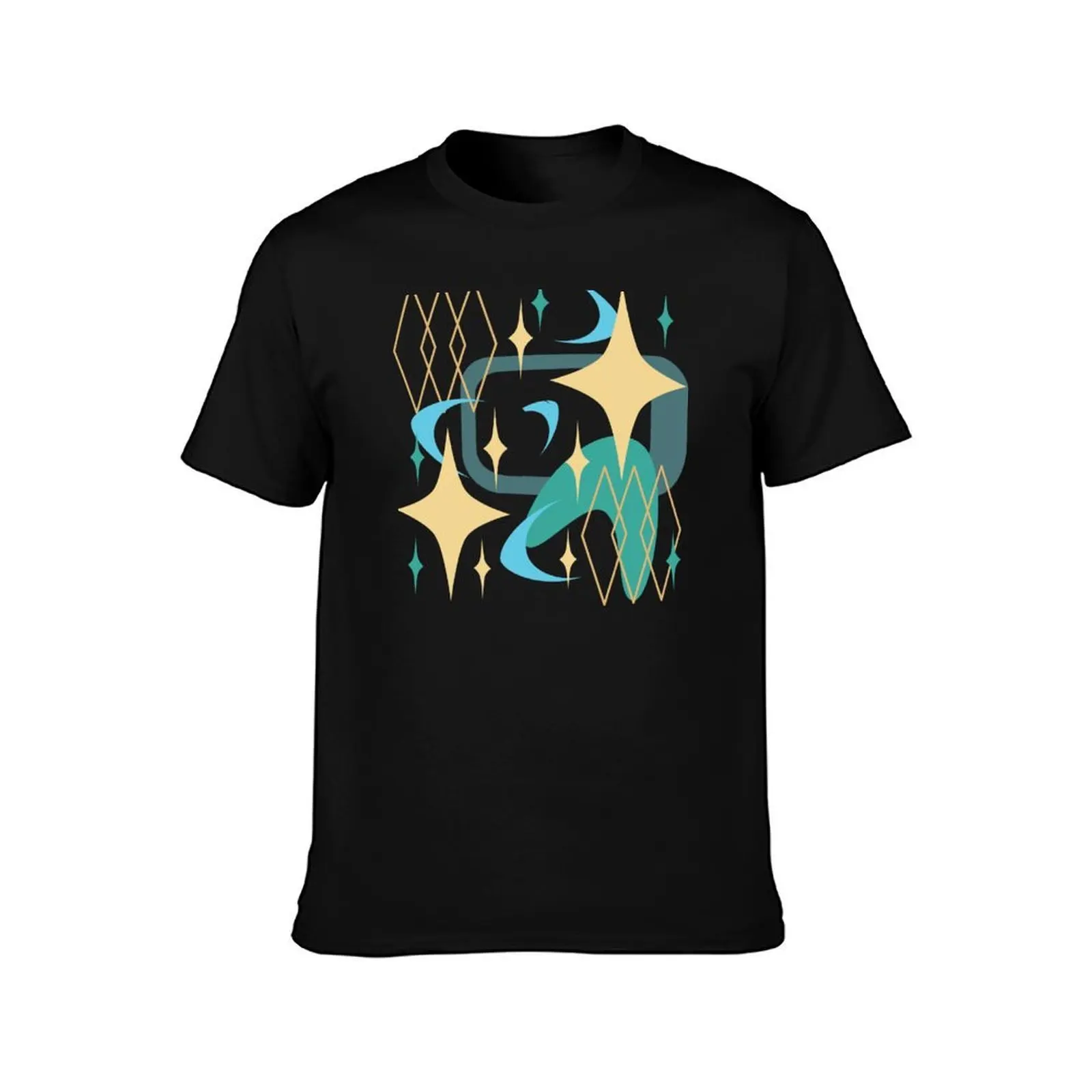 Retro Geometric Shapes -1950s T-Shirt, Summer Casual Cotton Tee, Oversized Streetwear Tops, Vintage Graphic Print, 100% Cotton