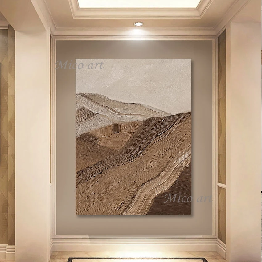 

Высококачественная масляная Картина на холсте холст без рамки современный коричневый акриловый дизайн настенная абстрактная картина для украшения отеля