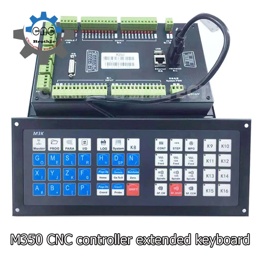 CNC M350 Engraving Machine Controller 3/4/5-Axis Motion Controller System 1MHz G Code + Latest Extended M3K Keyboard+MPG+75W24V