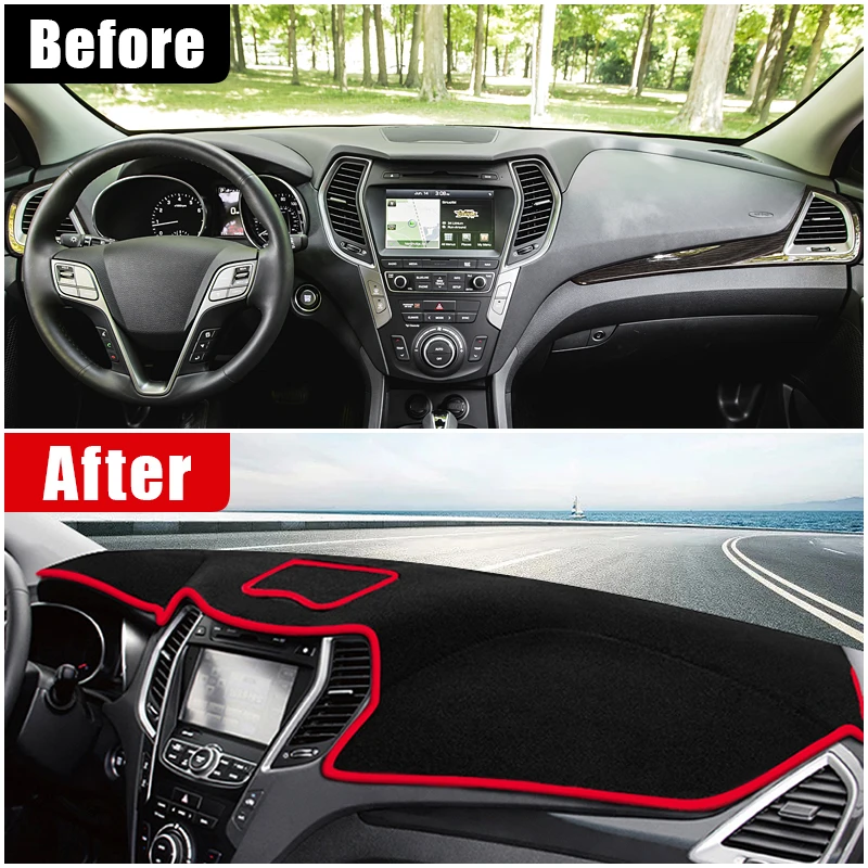 Car Dashboard Cover For Hyundai Santa Fe 3 DM 2013 2014 2015 2016 2017 Instrument Desk Sun Shade Mat Dash Non-slip Accessories